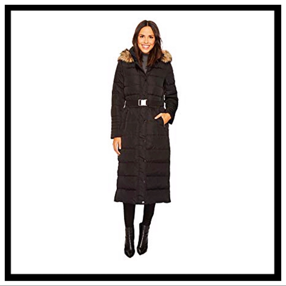 [michael kors] Long Belted Down Coat in Black